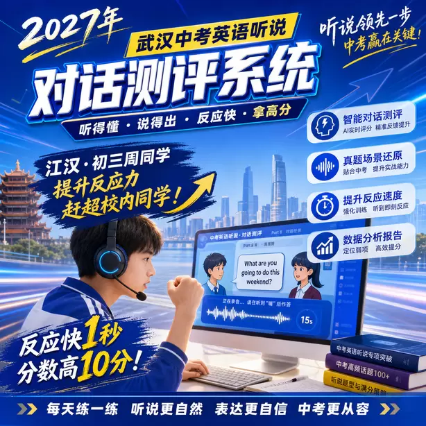武汉中考听说机考复核不会重新AI打分江汉&middot;初三周同学（提升反应力，赶超校内同学）